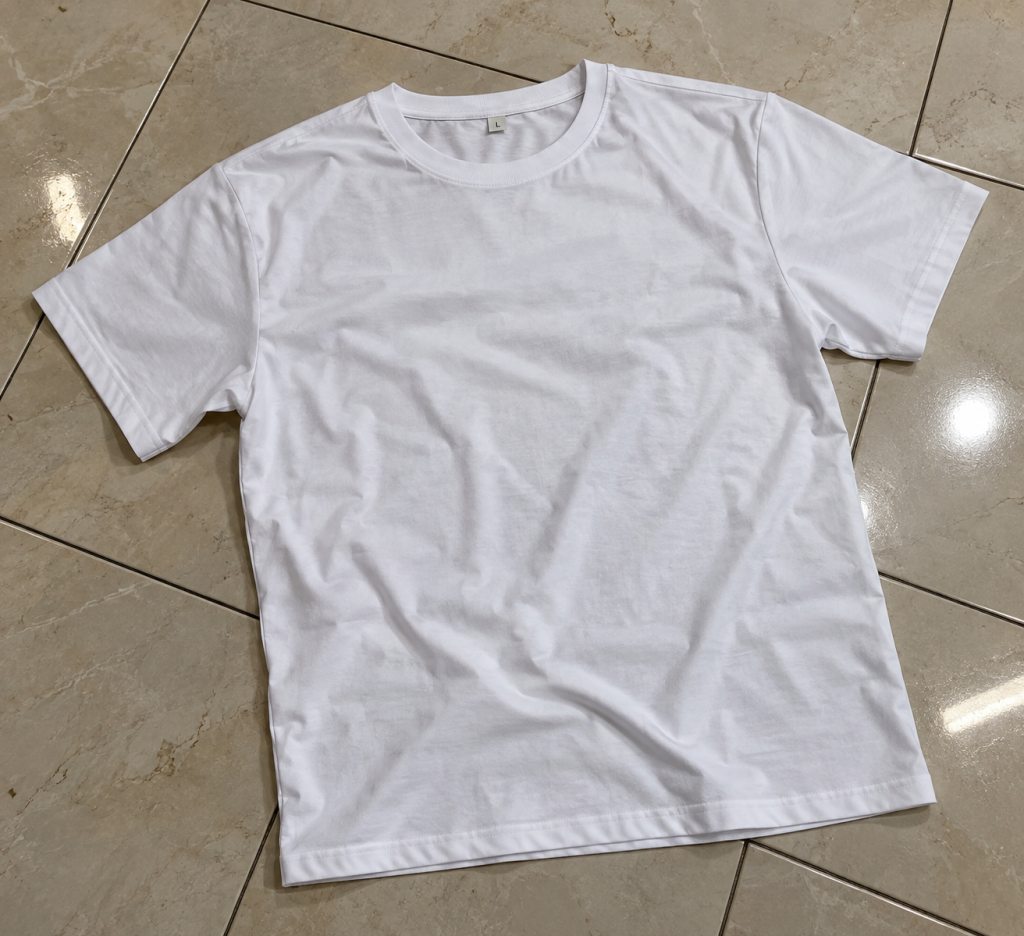 T-shirt col rond blanc en coton, à personnaliser