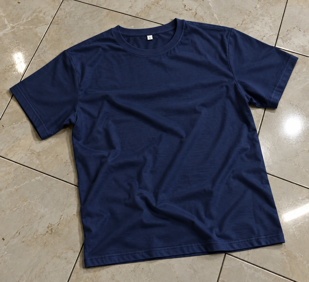 T-shirt col rond bleu marine en coton, à personnaliser