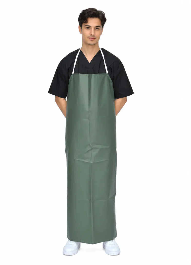Tablier imperméable vert à bavette pour l’industrie alimentaire